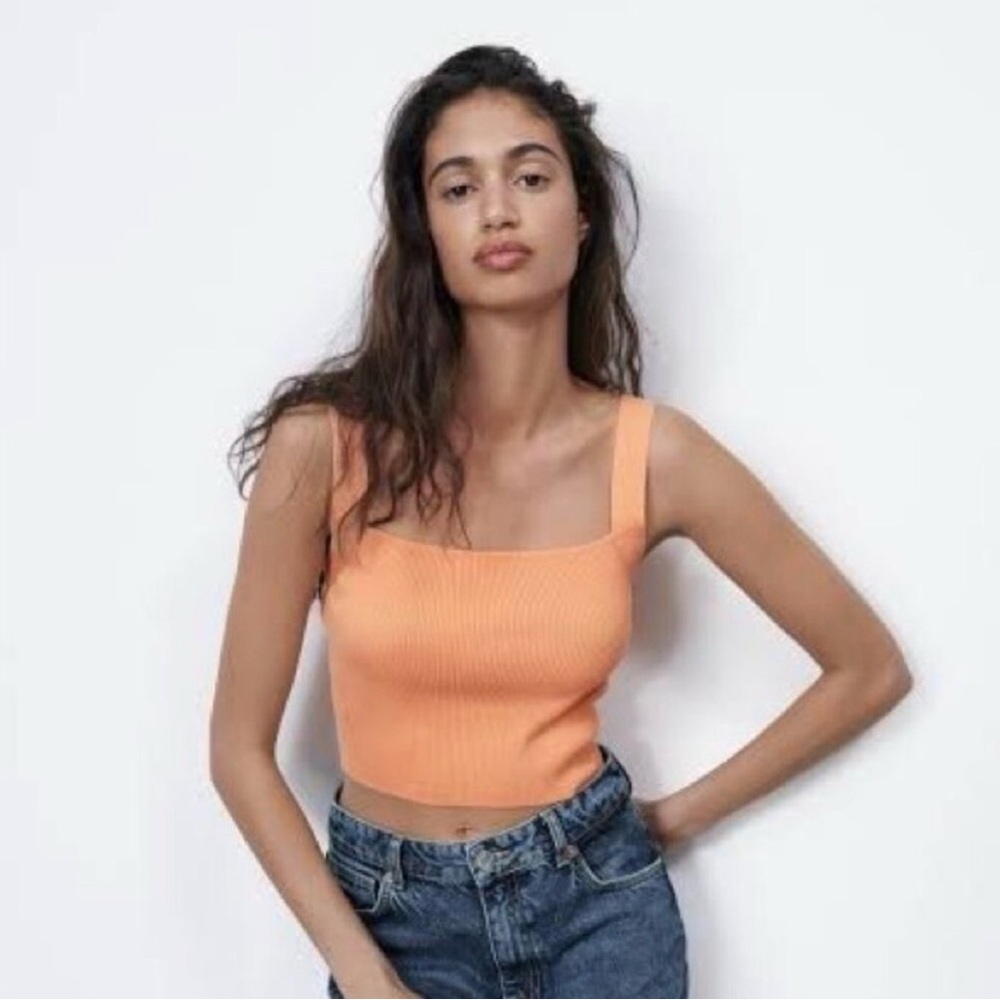 Zara orange rib tank